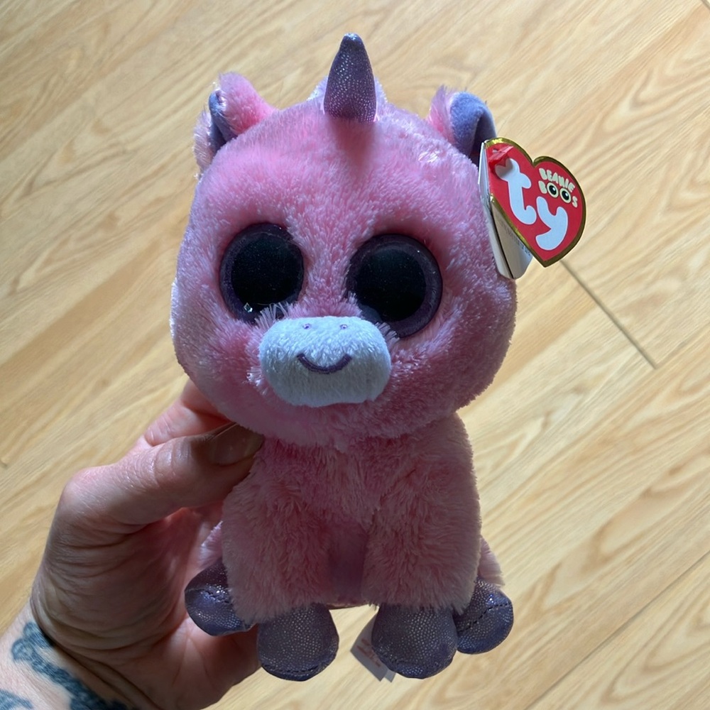 Ty Pink and Purple Beanie Boo Unicorn Plush